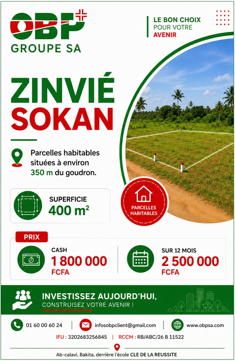 Parcelles habitables à Zinvié Sokan